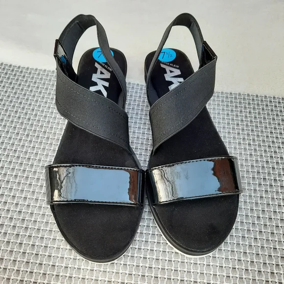 Anne Klein Sport Ankle Strap Comfort Sandals Small Wedge Black 7.5 NEW - Picture 3 of 12